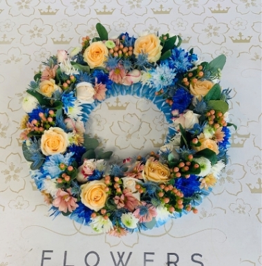 Sky Blue & Peach Mix Wreath