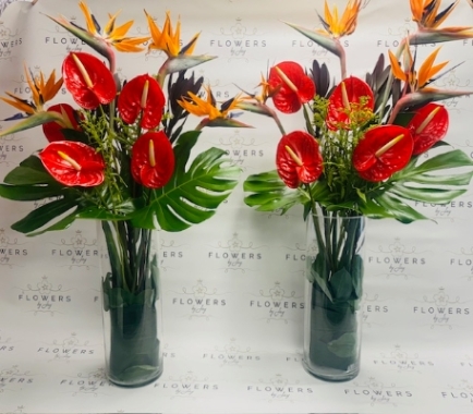 Anthurium & Birds of Paradise Display