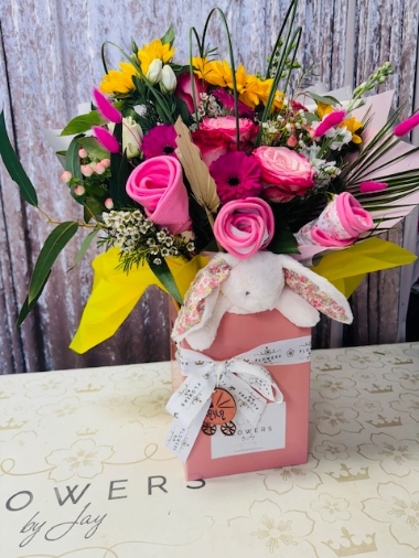 Baby Girl Bouquet with Teddy & Bibs