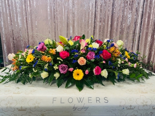 Colourful Garden Casket Spray