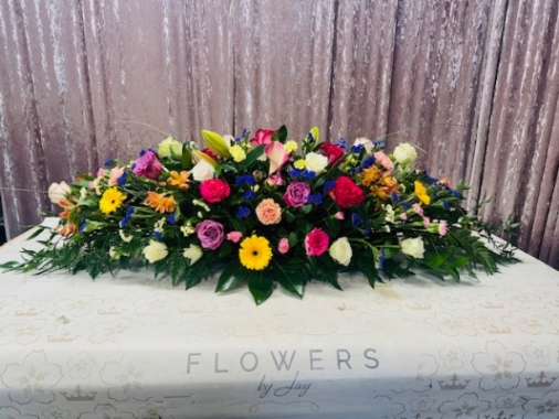 Colourful Garden Casket Spray