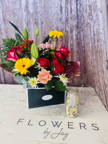 Cute Handbag & Candle Bouquet