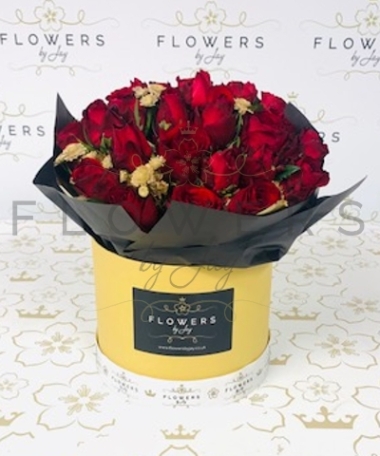 Luxury Red Roses Hat Box