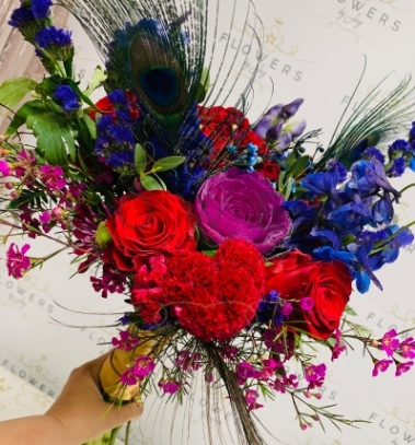 Peacock Freeflow Bridal Bouquet