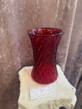 Red Twist Glass Vase