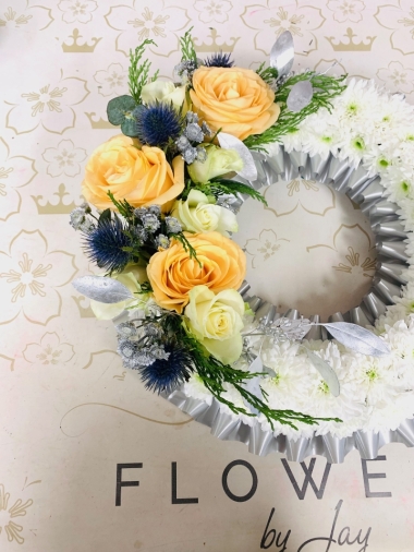 Silver and Peach Wreath