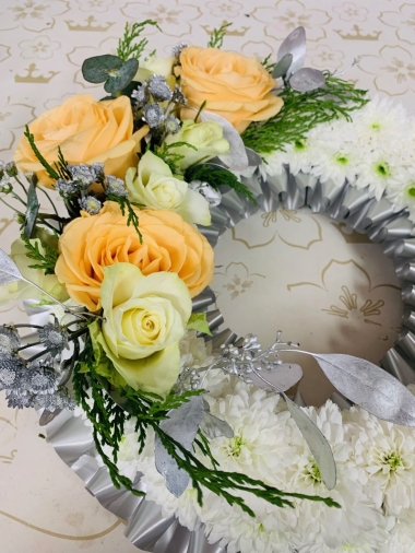 Silver and Peach Wreath