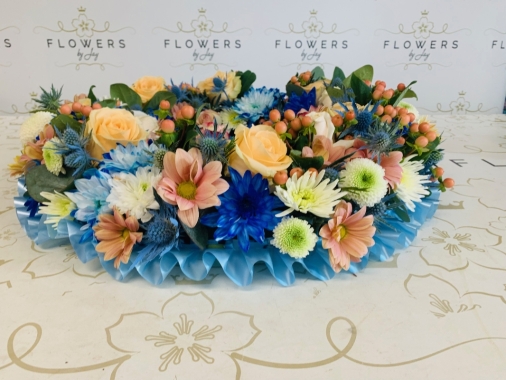 Sky Blue & Peach Mix Wreath