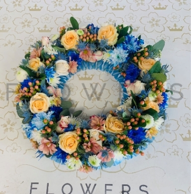 Sky Blue & Peach Mix Wreath